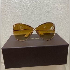 Tom Ford Miranda metal butterfly sunglasses rose gold frame/brown lenses 100%UV